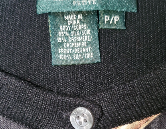 Petite Lauren Ralph Lauren Equestrian Silk & Cashmere Cardigan Sz P/P - Picture 2 of 6